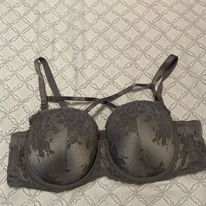 Silver grey lace bra